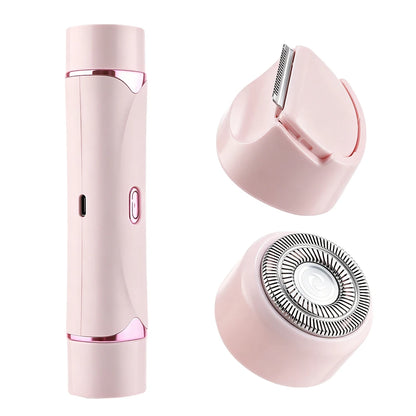 Electric Shaver for Women Waterproof Wet & Dry Hair Razors 2 in 1 Double Head Portable Bikini Hair Trimmer Detachable Head Shave