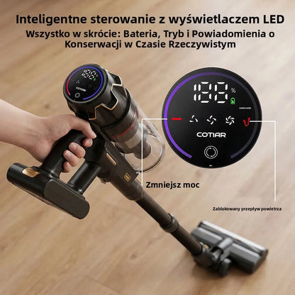 COTIAR Cordless Vacuum Cleaner V30 PRO 800W Powerful 75kPa Suction 95 Mins Runtime Handheld Home Appliance Portable Removable Battery