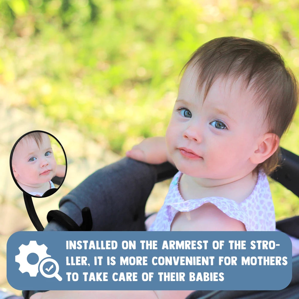 1PC Stroller Mirror - Adjustable 360° Crash Tested And Shatterproof Stroller Mirror with silicone leg- See Baby's Face on Walks.