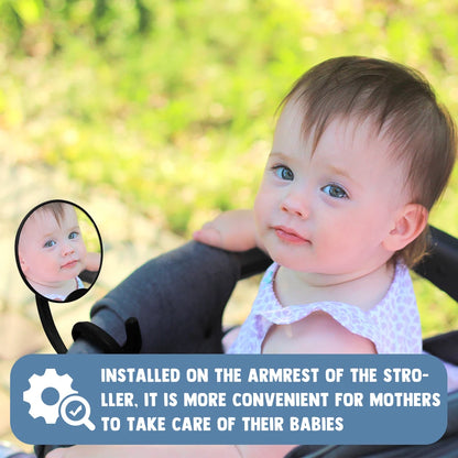 1PC Stroller Mirror - Adjustable 360° Crash Tested And Shatterproof Stroller Mirror with silicone leg- See Baby's Face on Walks.