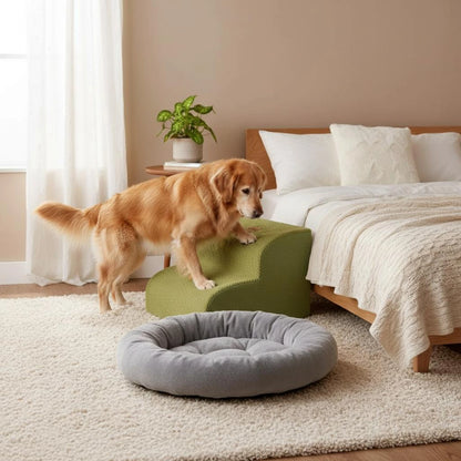 Pet Stair Ramp Washable Dog Ramp and Stairs Foam Pet Stairs Detachable Cover Sturdy for Sofa