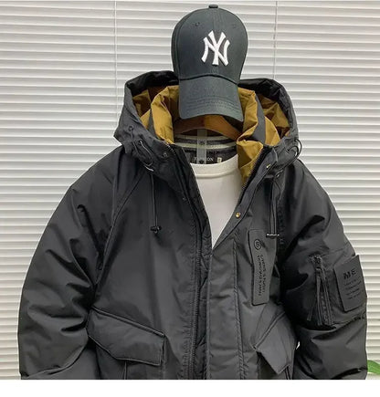 Luxury High-end Down Jackets Men Winter Warm Cargo Coat White Duck Down Coat Windproof Pockets Hooded Thick Parkas Canada