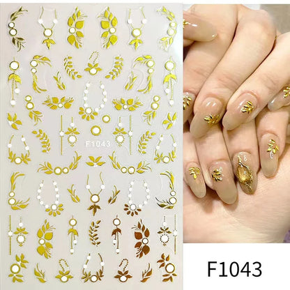 Black and White Love Flowers Line Art 3D Stickers Nail Decals Nail Art Accessories Butterfly Rose Nail Stickers Nail Sliders