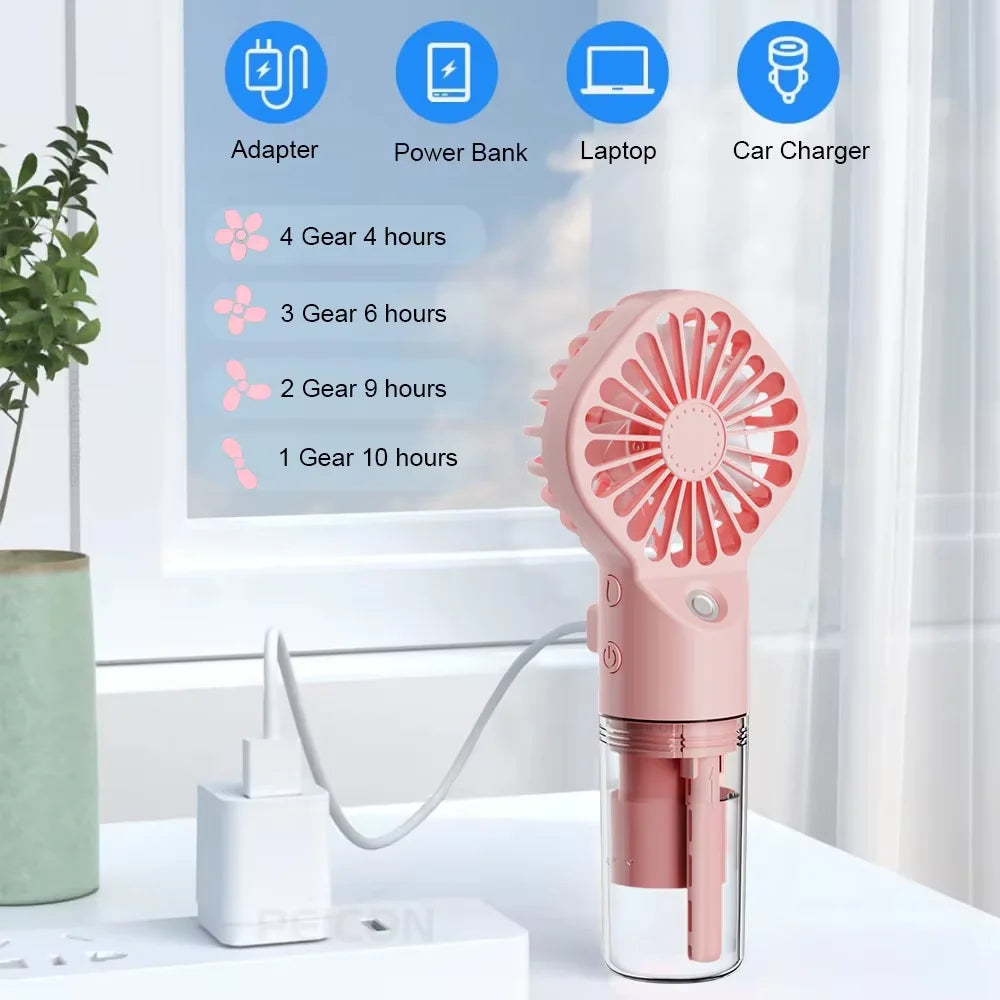 Portable Handheld Spray Fan - USB Charging Mini Humidifier Fan, Suitable for Travel and Outdoor Use as a Handheld Fan