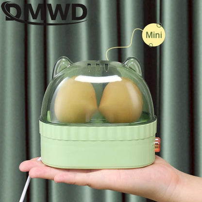 DMWD 120W Electric Egg Boiler Poacher Automatic Power Off Mini Breakfast Machine Egg Cookers 2 Eggs Portable Food Steamer 220V