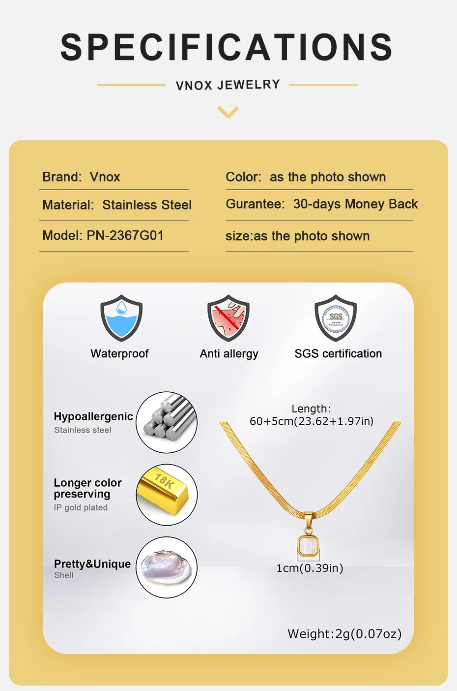 Vnox Geometric Square Natural Stone Pendant Necklace for Men, Gold Silver Color Stainless Steel Blade Chain, Trendy Jewelry Gift