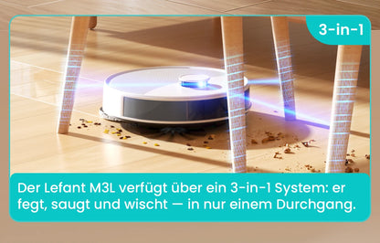 LEFANT M3L Robot dust vacuum cleaner all-in-one charging station 12000 Pa suction 220 min battery life DToF navigation Double R