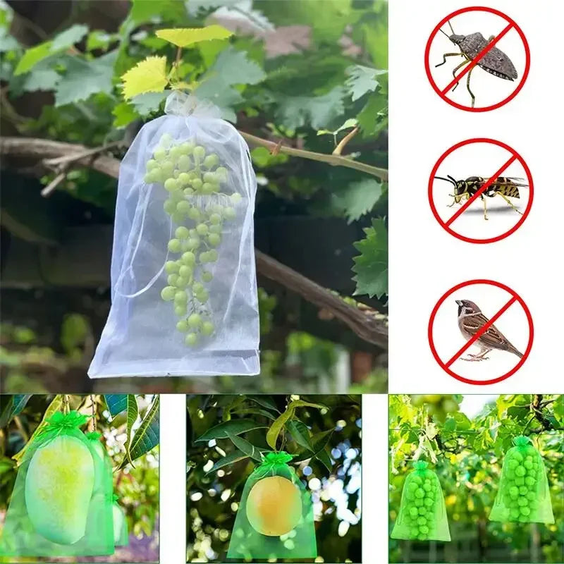 Reusable Drawstring Plant Protection Net Bags Garden Pest Proof Cover For Fruit Trees Vegetables Grapes Strawberries Berries