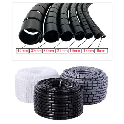 1/3/5/10 Meter 8/12/16/22/28/32/42mm Line Flexible Spiral Cable Organizer Storage Pipe Cord Protector Management Cable PE Tube