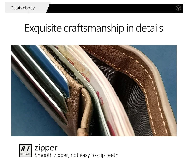 New Retro Men Short Wallet with Zipper Coin Bag Men Leather Wallet Small Money Purse Design Top Men Thin Wallet with Coin Bag