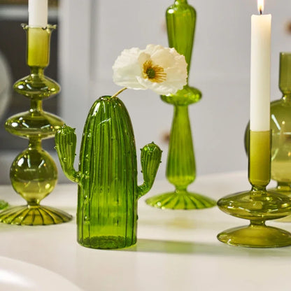 Cactus Glass Vase Hydroponic Plant Living Room Decoration Aromatherapy Bottle Flower Decor Vase Tabletop Small Vase Handicraft