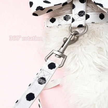 Cute Polka Dot Pet Vest Harness Bowknot Adjustable Pet Traction Rope with Collar Cat Traction Rope Cat