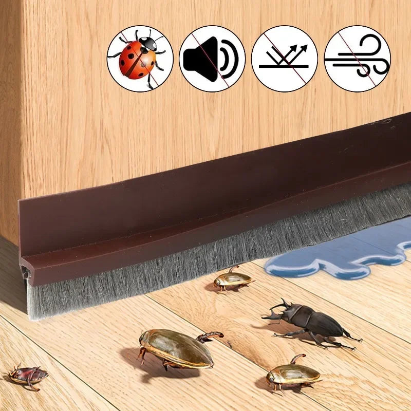 Door Sealing Strip Self-adhesive Door Bottom Gap Filling Sealing Strips Insect Proof Brush Strip Windproof Soundproof Door Tape