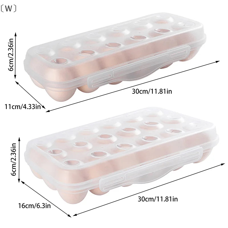 〔W〕1Pc 12/18 Grid Egg Storage Box With Lid Kitchen Refrigerator Egg Box Egg Drop Rack Household Fridge Egg Organizer Egg Tray