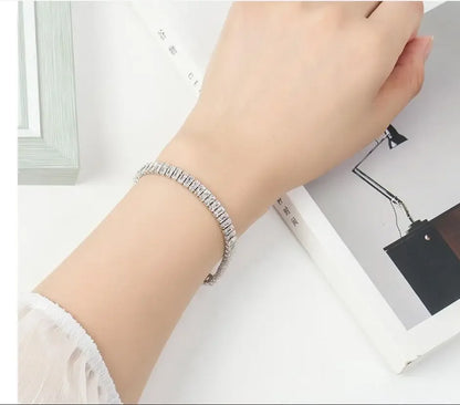 Noble 925 Sterling Silver Bracelet Elegant Zircon Crystal Fine Jewelry For Women Girl Engagement Wedding Glamour 18CM