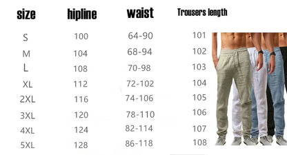 2025 New Men's Cotton Linen Pants Male Autumn New Breathable Solid Color Linen Trousers Fitness Streetwear S-3XL-5XL