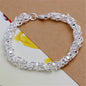 Noble 925 Sterling Silver Square Solid Chain Bracelet for Women Men Charm Party Gift Wedding Fashion Jewelry