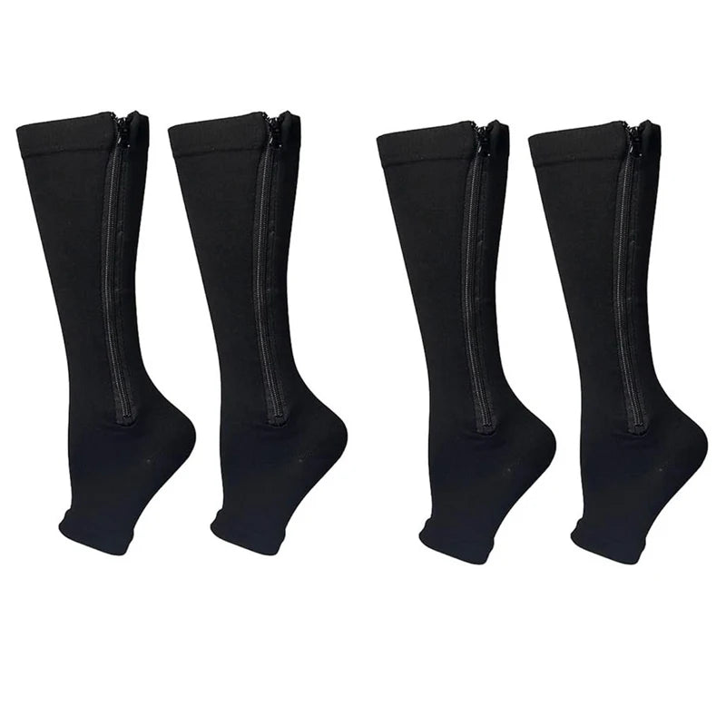 Zipper 4Compression Socks for Varicose Support Outdoor Running Fitness Hiking Anti-Fatigue Medical Care Diabetes Swelling Relief