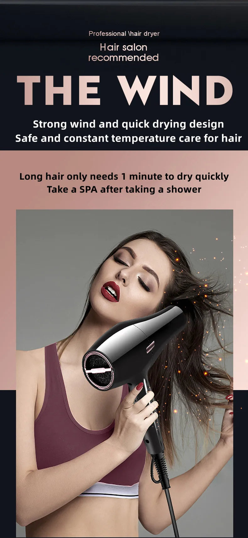 2300W Hair Salon Hair Dryer High Power Strong Wind Speed Dry Blue Light Ion Silent Home Hairdresser Special New Product