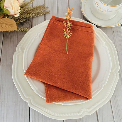 6pcs Cloth Napkins 30X45CM Orange Cotton Polyester Blend Kitchen Washable Dinner Reusable Napkins Wedding Party Table Decoration