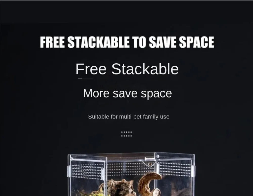 Durable Acrylic Reptile Habitat Anti-Escape Multiple Size Spider Feeding Case Clear Arboreal Lizard Breeding Box for Chameleon