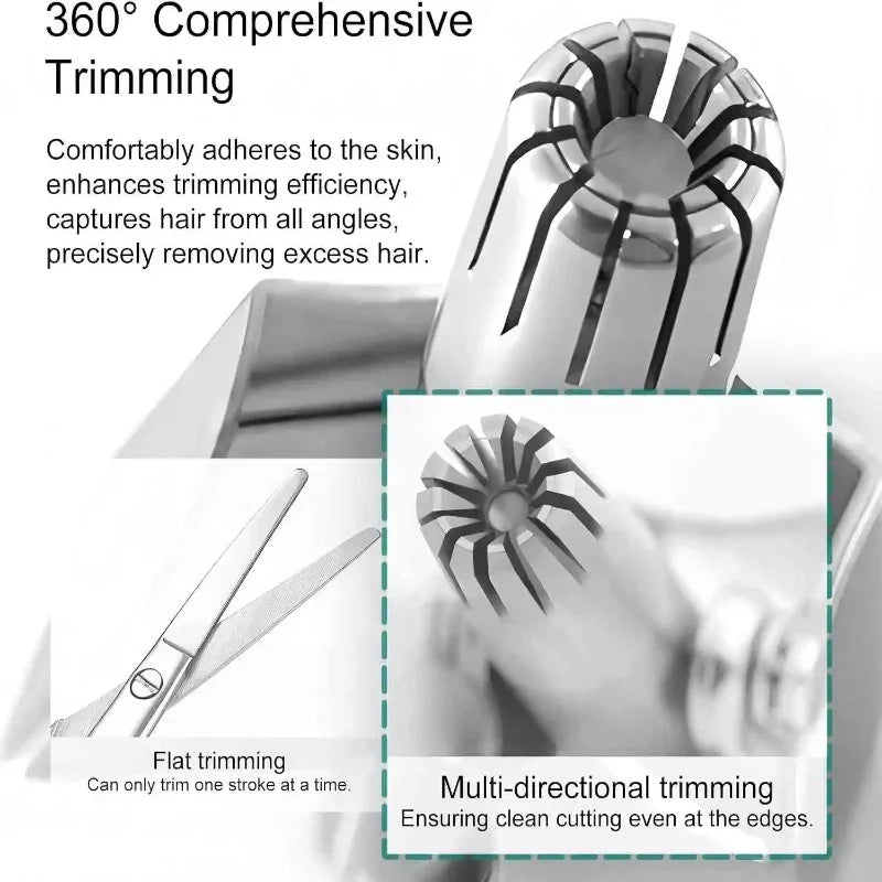 Men's Stainless Steel Nose Hair Trimmer Manual Mechanical Razor Washable Hair Removal Tool with Brush for Personal Grooming