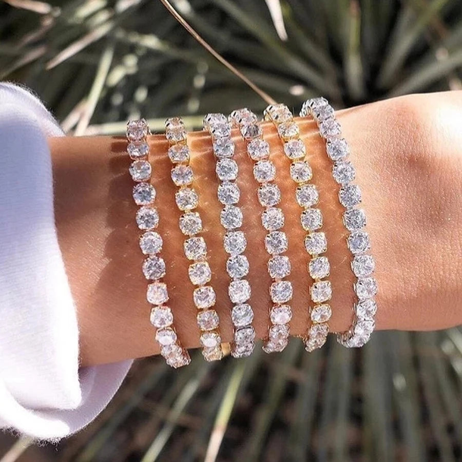 Adjustable Colorful Birthstone Tennis Bracelets for Women 4MM Crystal Bangle Female Hand Chain Trend Jewelry Accessories H133