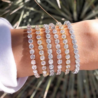 Adjustable Colorful Birthstone Tennis Bracelets for Women 4MM Crystal Bangle Female Hand Chain Trend Jewelry Accessories H133