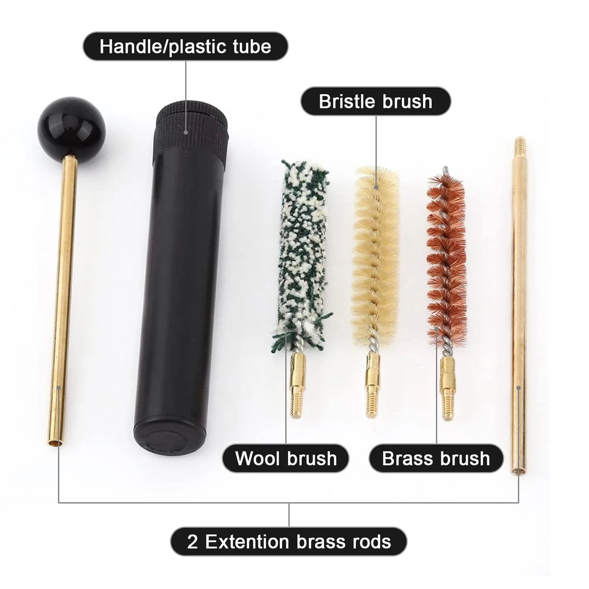 5Pcs/Set Gun Cleaning Kit Pistol Bore Cleaner Brush/Mop for .22/.223/.357/.38/.45 Cal 9mm 5.56mm Universal Gun Cleaning Set