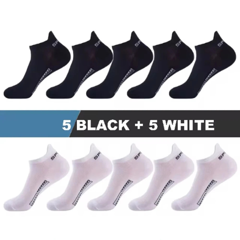 5/10/20 Pairs Men Solid Color Shallow Mouth Socks Spring Summer Mesh Breathable Odor Proof Sweat Absorbing Casual Boat Socks