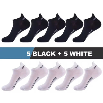 5/10/20 Pairs Men Solid Color Shallow Mouth Socks Spring Summer Mesh Breathable Odor Proof Sweat Absorbing Casual Boat Socks