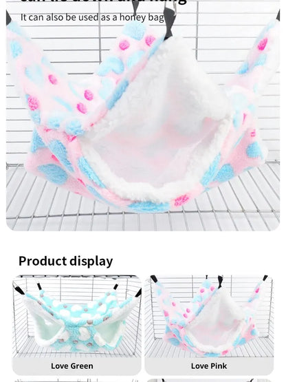 Hamster Hammock Small Pet Hanging Bed Double Warm Thickened Honeybug Flying Squirrel Guinea Pig Hammock Pet Cage Accessories