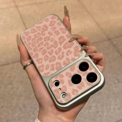 Luxury Leopard Print Cortex Leather Phone Case For iPhone 17 Pro Max 12 13 14 15 16 11 Cases Shockproof Bumper Back Cover Funda