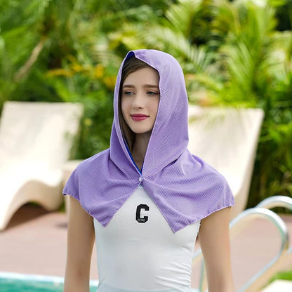 Cooling Hoodie Towel - UV Protection, Quick Drying, Perfect for Sports, Camping, Workouts, Cycling, Golf, Running, Hiking, and F