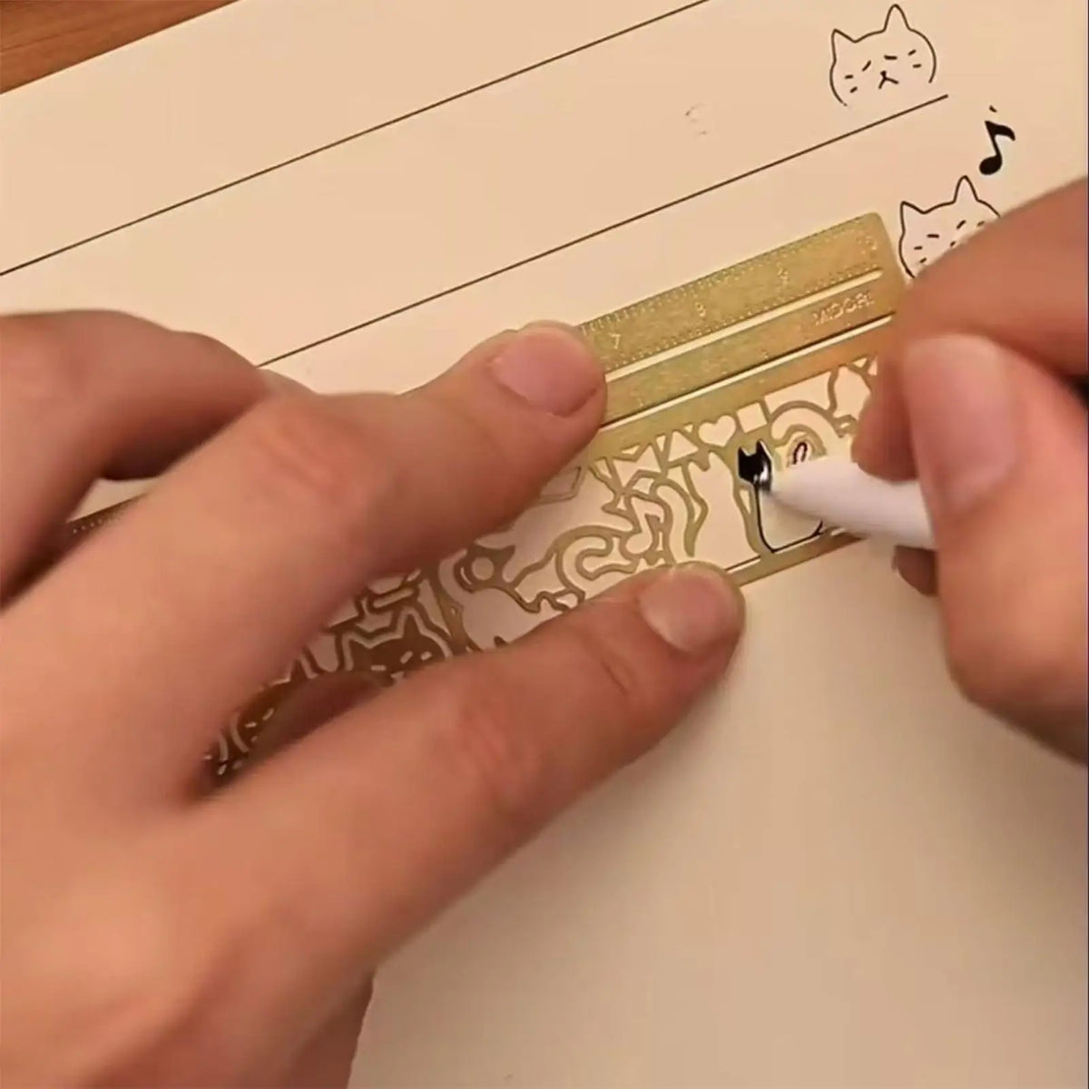 3in1Cat Lover Template Ruler Cute Cat Designs Bookmark & Double-Sided Ruler Perfect Gift for Diary Planner