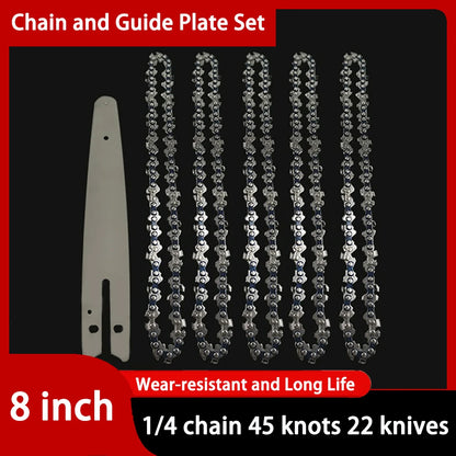 Chain for Mini Chainsaw 8 Inch 1/4"P Electric Saw 45 knots 22 knives Saw Blade Wireless Mini Saw Bar Chain Guid Logging Chainsaw