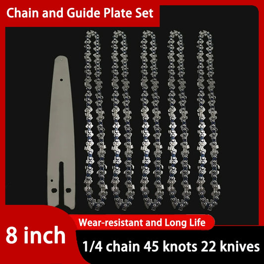 Chain for Mini Chainsaw 8 Inch 1/4"P Electric Saw 45 knots 22 knives Saw Blade Wireless Mini Saw Bar Chain Guid Logging Chainsaw