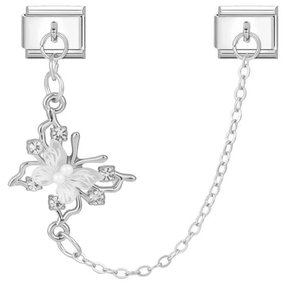 Tassel Chain Butterfly Flowers Star Moon Heart Zircon Italian Charm Links Fit 9mm Bracelet Stainless Steel DIY Jewelry Making