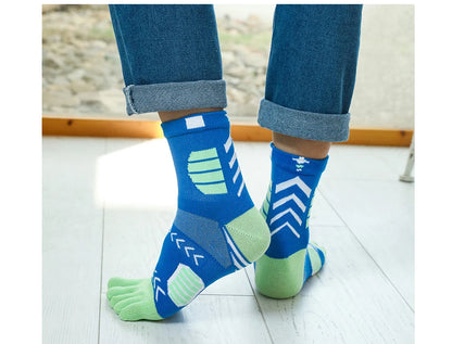 5 Pairs Sport Toe Socks Compression Pure Cotton Sweat-Absorbing Colorful Bike Marathon Fitness Outdoor Basketball 5 Finger Socks