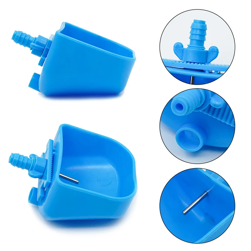 5/10Pcs Rabbit Water Bowl Farm Rabbit Automatic Drinker Rabbit Cage Fix Cup Stainless Steel Plastic Drinking Bowl