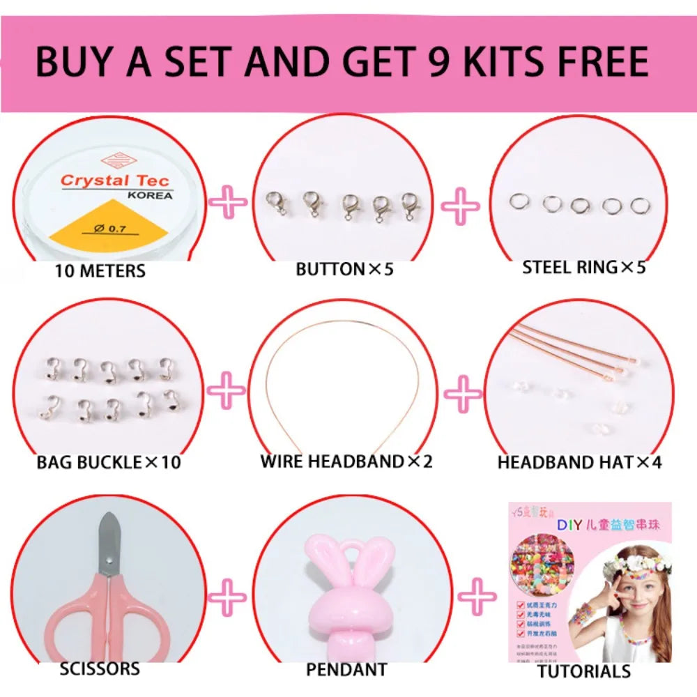Arts Crafts DIY Handmade Beaded Kit Jewelry Set Handmade DIY Making Beads Kit DIY Creative Beads for Children Girl