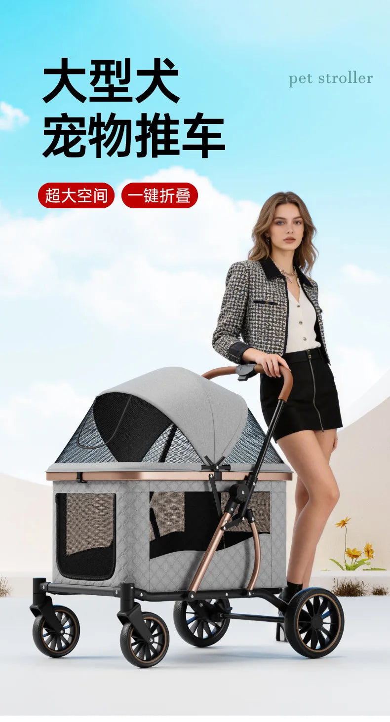 Foldable Large Giant Dog Stroller Lightweight Portable Multi Cat Pet Carrier for Senior Dogs Outdoor Travel