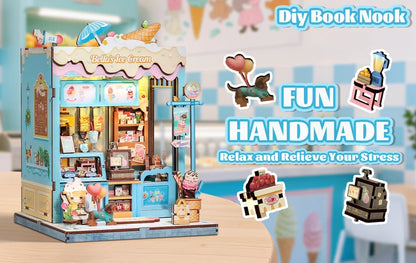 CUTEBEE Book Nook DIY Building Kit with Laser-Cut Precision Pieces 3D Wooden Puzzle  Collectible Desk Home Decor for Gift Idea