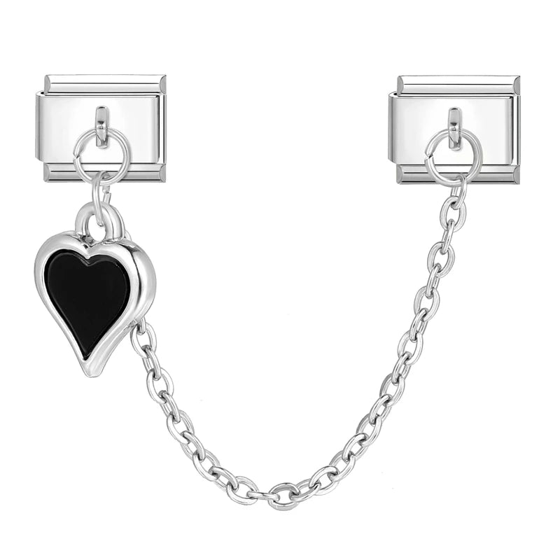Tassel Chain Butterfly Flowers Star Moon Heart Zircon Italian Charm Links Fit 9mm Bracelet Stainless Steel DIY Jewelry Making