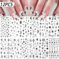 12Pcs 3D Gold Star Moon Sun Nail Stickers 10*8cm Y2K Starlight Self-adhesive Nail Decals Snake Cat Slider DIY Manicure Accessory