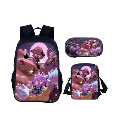 Cartoon Popular Shadow Milk Plush 3D Print 3pcs/Set pupil School Bags Laptop Daypack Backpack Inclined shoulder bag Pencil Case