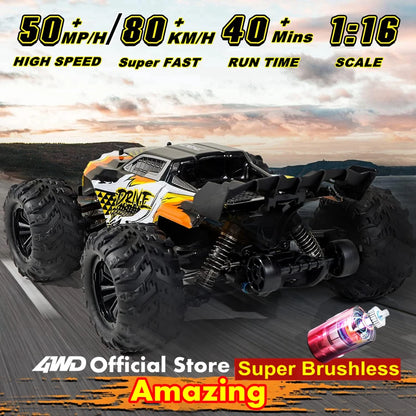 4WD 1:16 80KM/H Super Brushless 50KM/H Brushed RC Car 4x4 Off Road Remote Control High Speed Drift Racing Truck Buggy Toy Gift