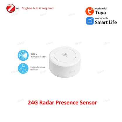 Zigbee 24G MMWave Human Presence Sensor Microwave Radar Occupancy Motion Detector Smart Home Works with Zigbee2MQTT TUYA APP