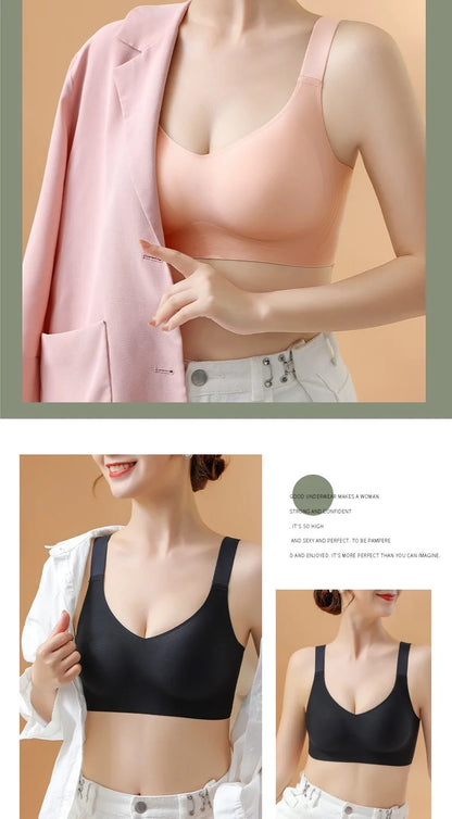 Jelly Support Seamless Bra For Big Breasts, Slim Fit, Push-up Anti-sagging, Wire-free Underwear, Sports Bra, Breathable