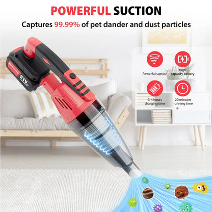 Handheld vacuum cleaner 5500Pa with LED Lighting handheld vacuum cleaner Battery Wireless Wet & Dry Handheld Washer with Washable HEPA Filter Bagless Car Home Power Clean